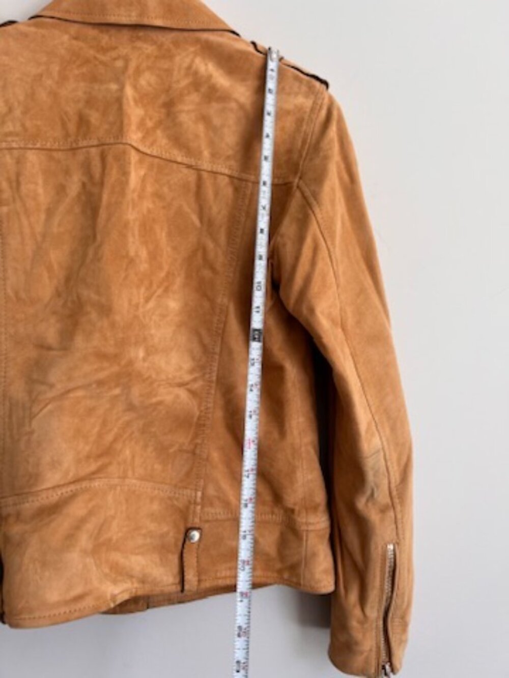 Massimo Dutti Goat Suede Moto Jacket Camel Tan Leather Size M - Picture 14 of 16